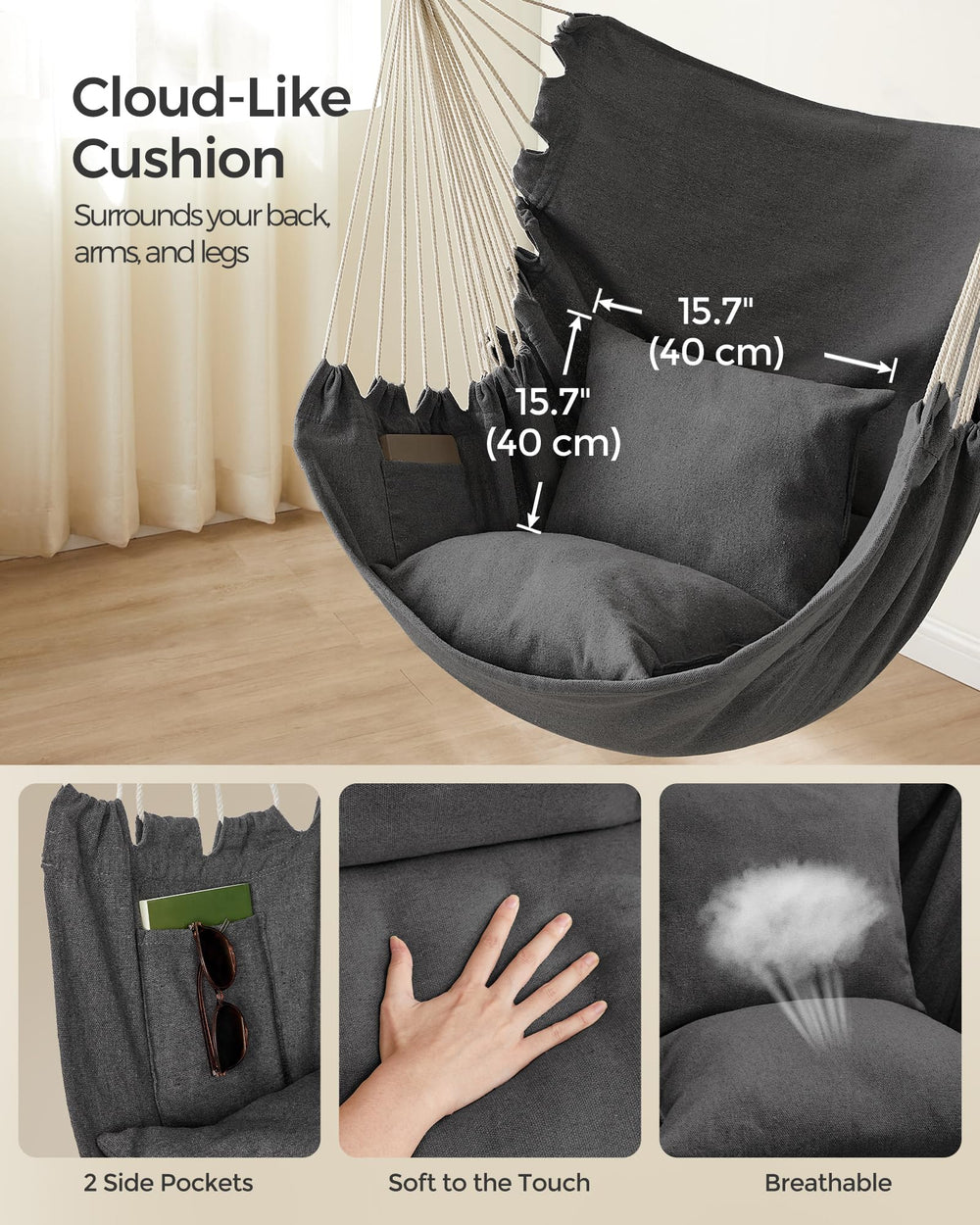 SONGMICS cushions close-up showing plush padding for relaxed sitting