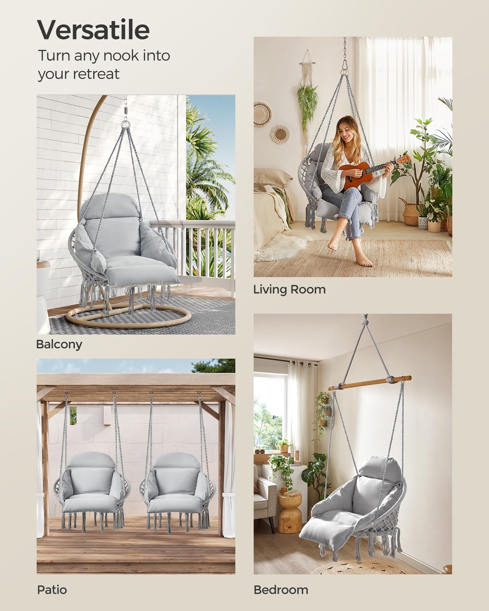 SONGMICS chair on a balcony showing stylish outdoor lifestyle use