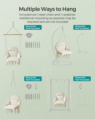 SONGMICS hanging chair in living room styled for relaxation and decor enhancement