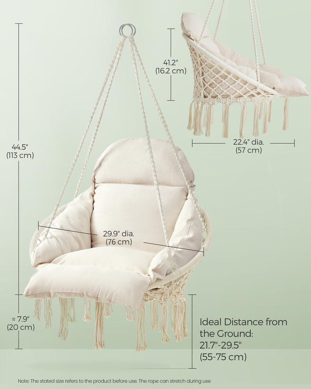 SONGMICS rope and metal frame detail showing sturdy connection and durability