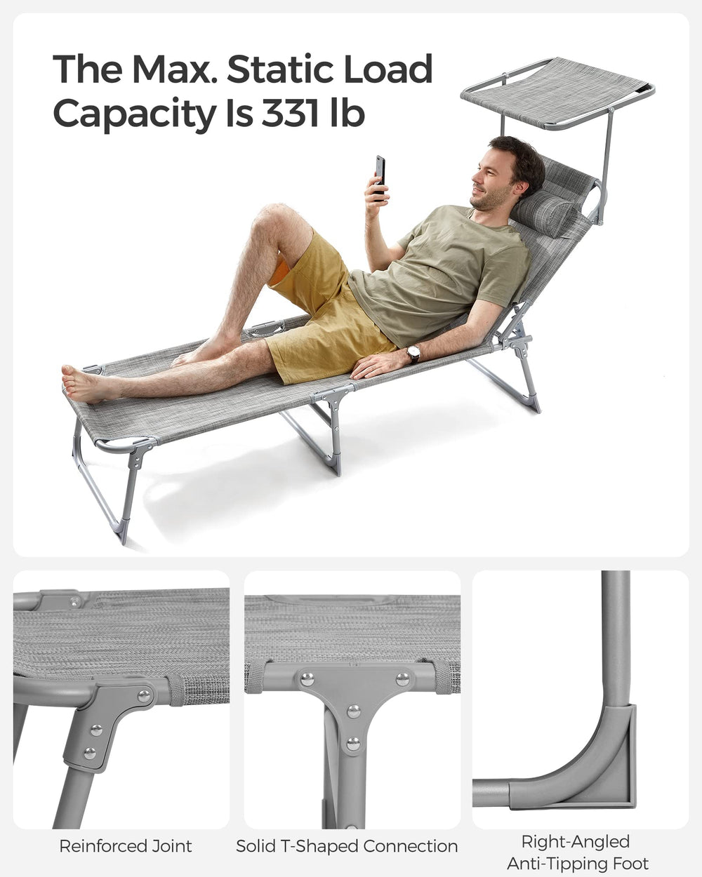 SONGMICS lounger in use poolside with person relaxing to show lifestyle comfort