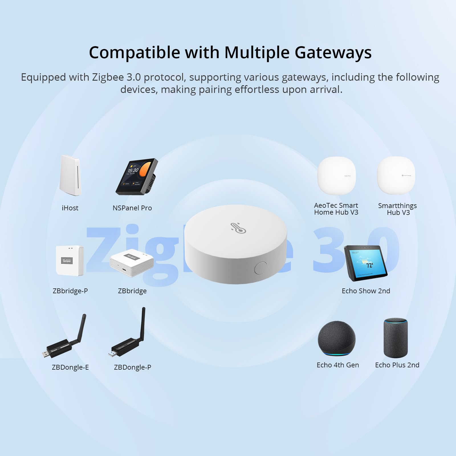 SONOFF sensor placed in bedroom showcasing sleep comfort monitoring advantage