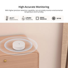 SONOFF sensor wall mounted in living room offering constant climate monitoring benefit