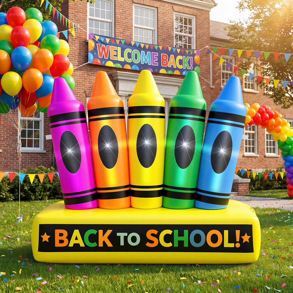 Sonwyoung front view of 5.5 ft crayon set showing bright colors and welcome base