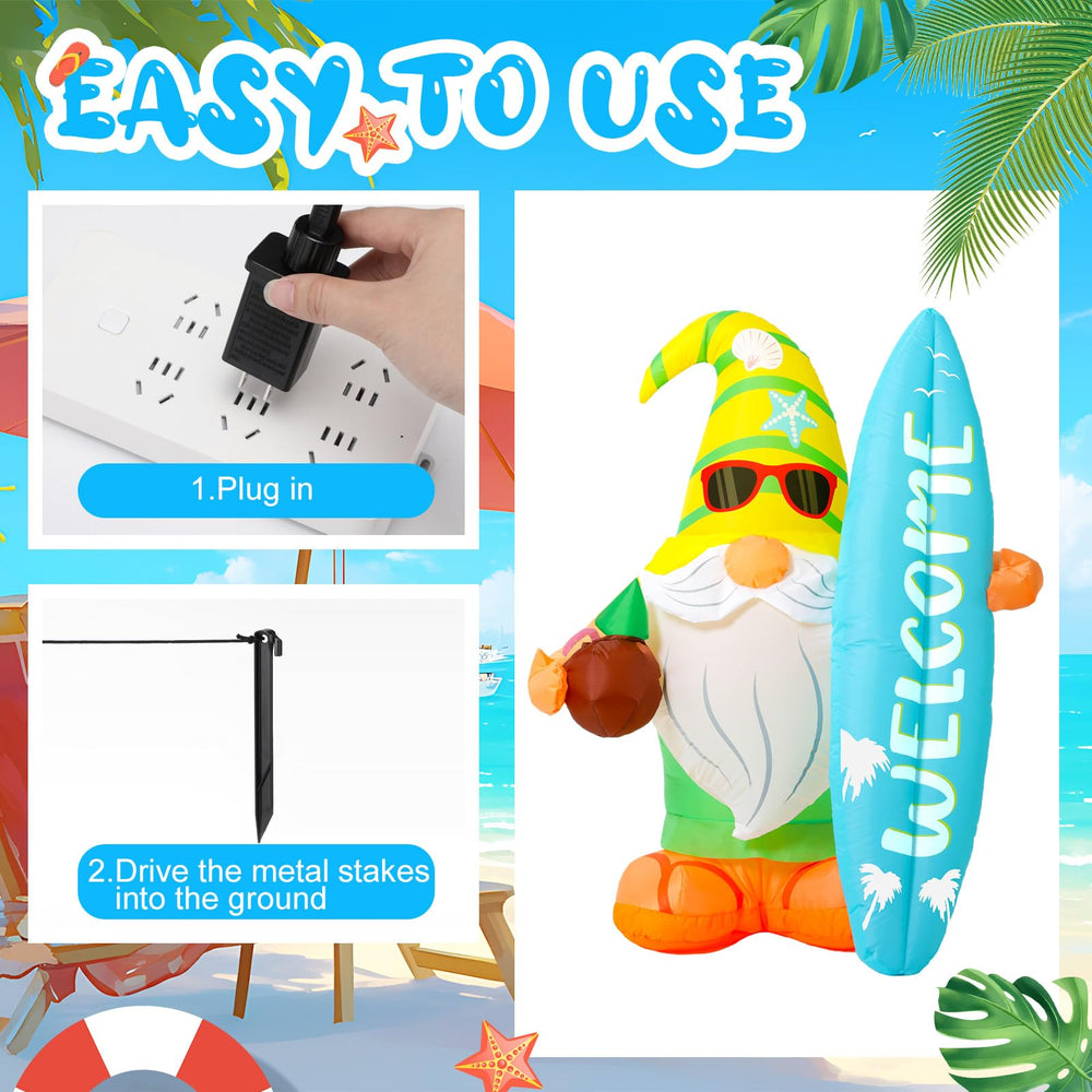 Sonwyoung gnome beside pool showing scale and tropical party decoration advantage