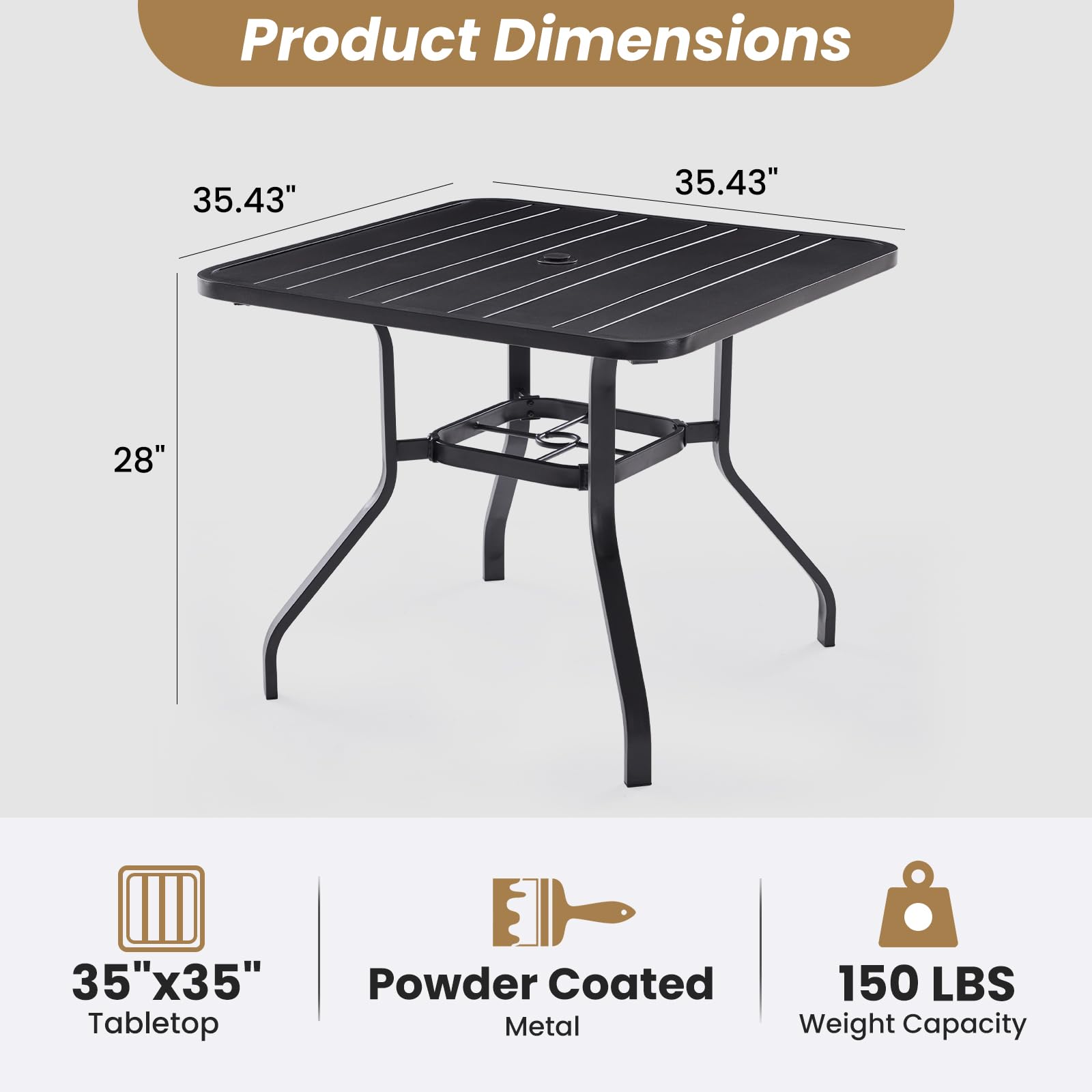 Soohow table with umbrella in patio setting providing shaded outdoor dining comfort