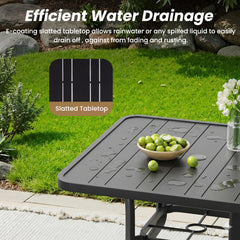 Soohow umbrella hole detail showing 1.57 inch fit for standard patio umbrellas