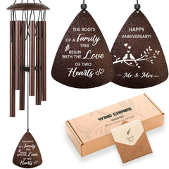 Soopau front view of 32-inch bronze wind chime showing elegant silhouette and charm