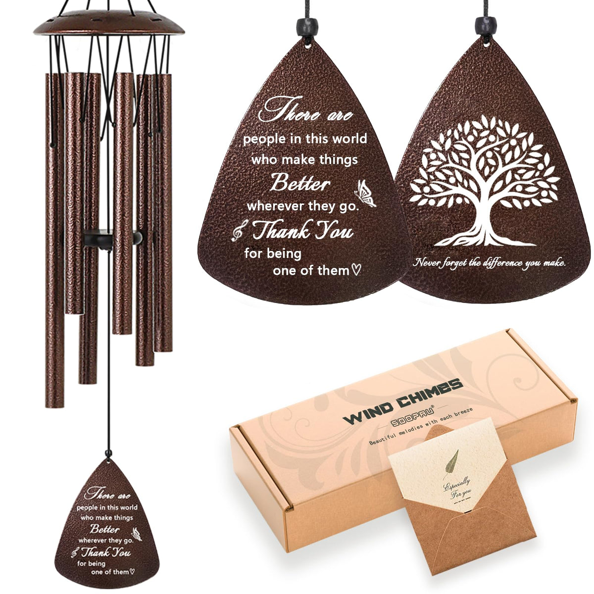 Soopau front view packaged wind chime ready-to-gift with appreciation appeal