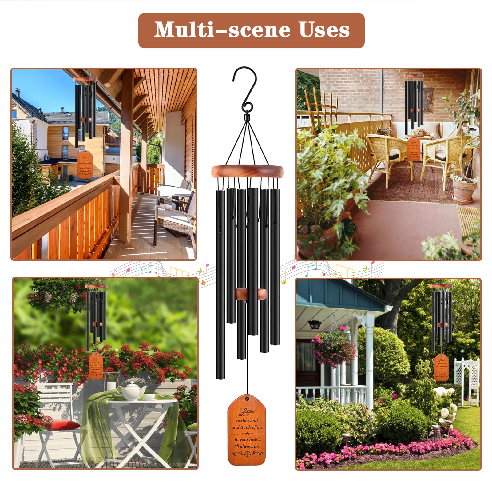 Soopau wind chime hanging in a garden adding peaceful sound to outdoor space