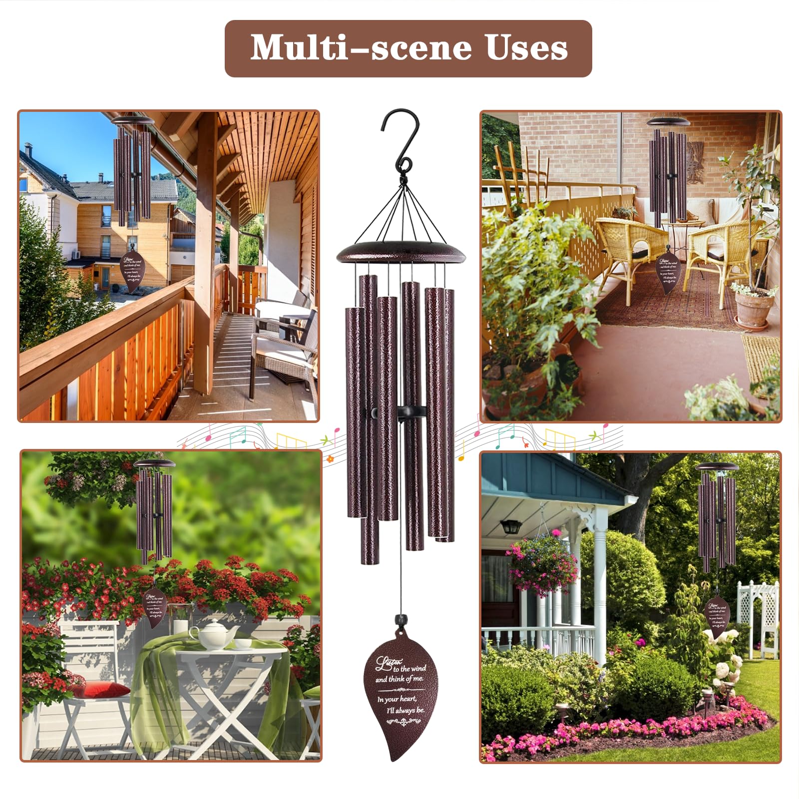 Soopau memorial chime in garden setting, peaceful remembrance atmosphere