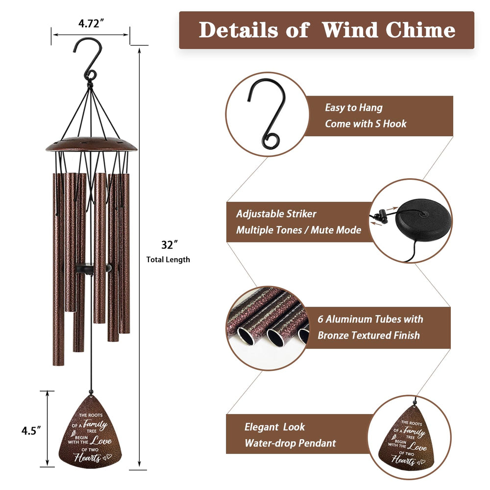 Soopau wind chime next to chair to show 32-inch scale for placement planning