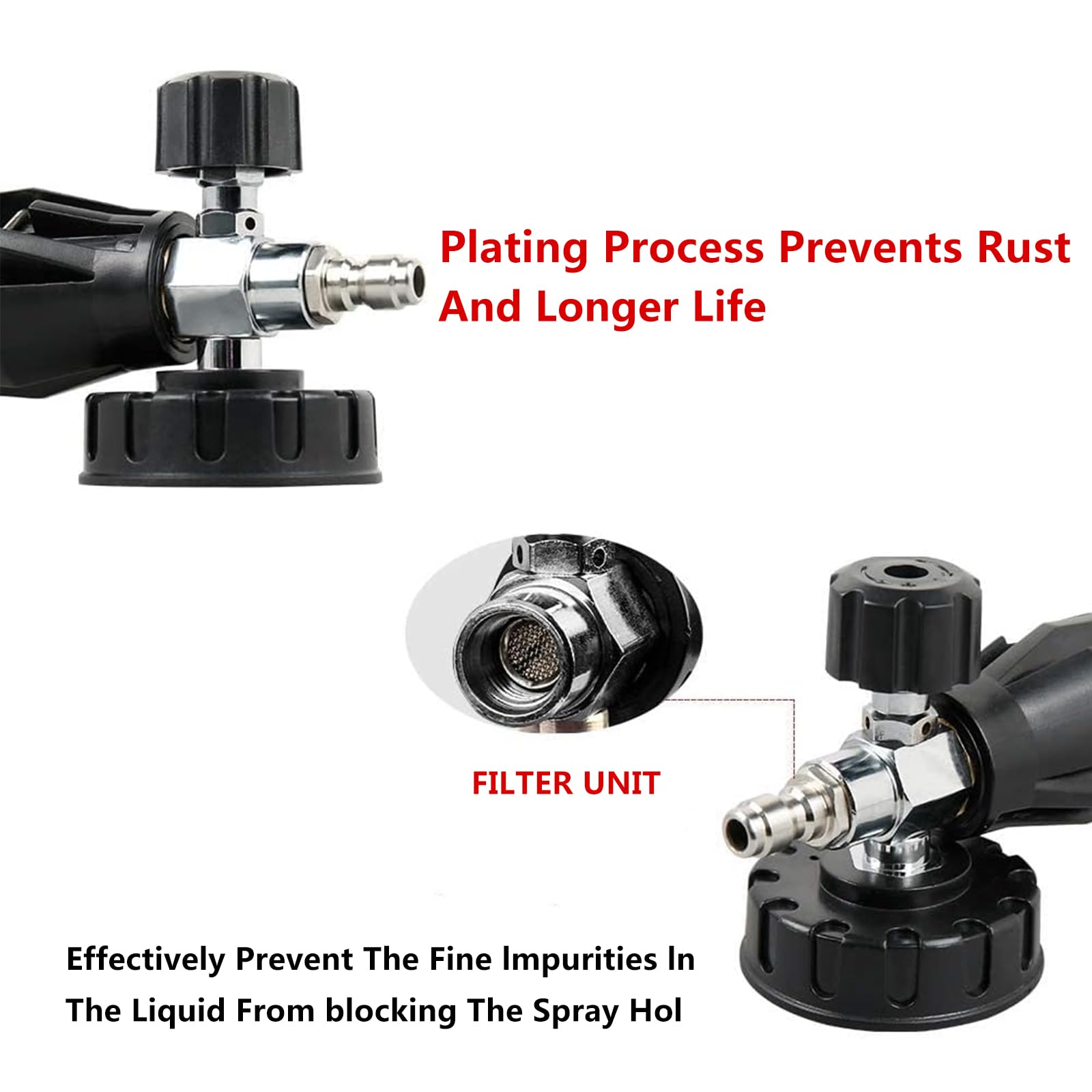 Sooprinse 1 L reservoir and adjustable knob for foam thickness control