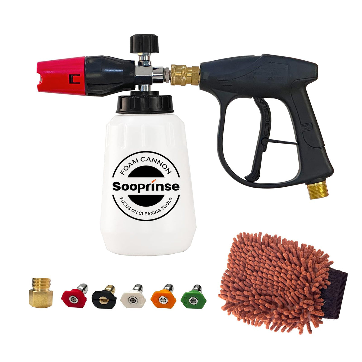 Sooprinse foam cannon kit front packaging showing components for faster washes