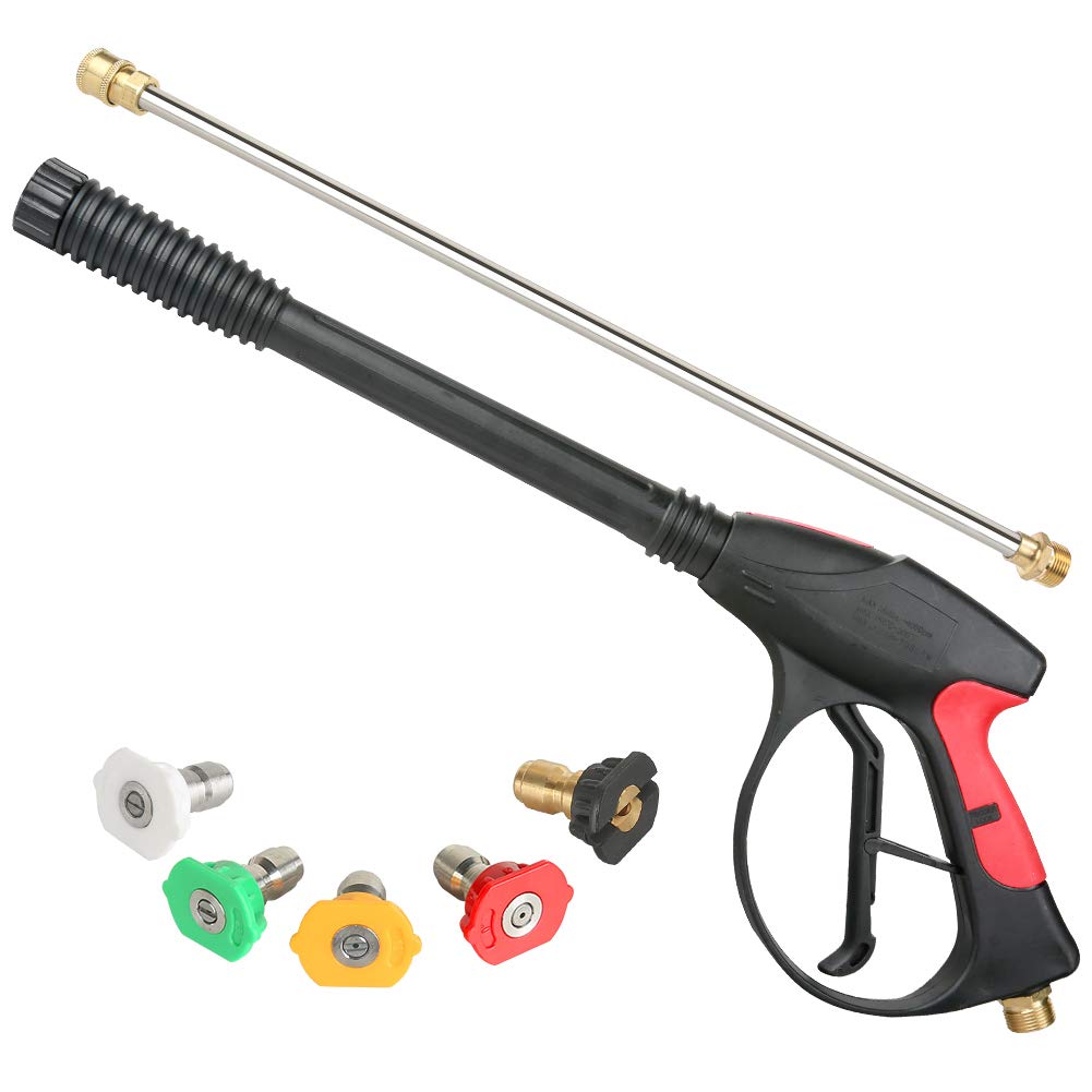 Sooprinse front view of gun and wand showing ergonomic design and reach benefit