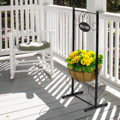 Sorbus planter in use on porch with flowers demonstrating instant entryway charm