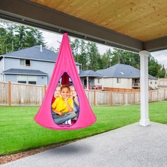 Sorbus pod swing hung from tree for outdoor relaxation benefit