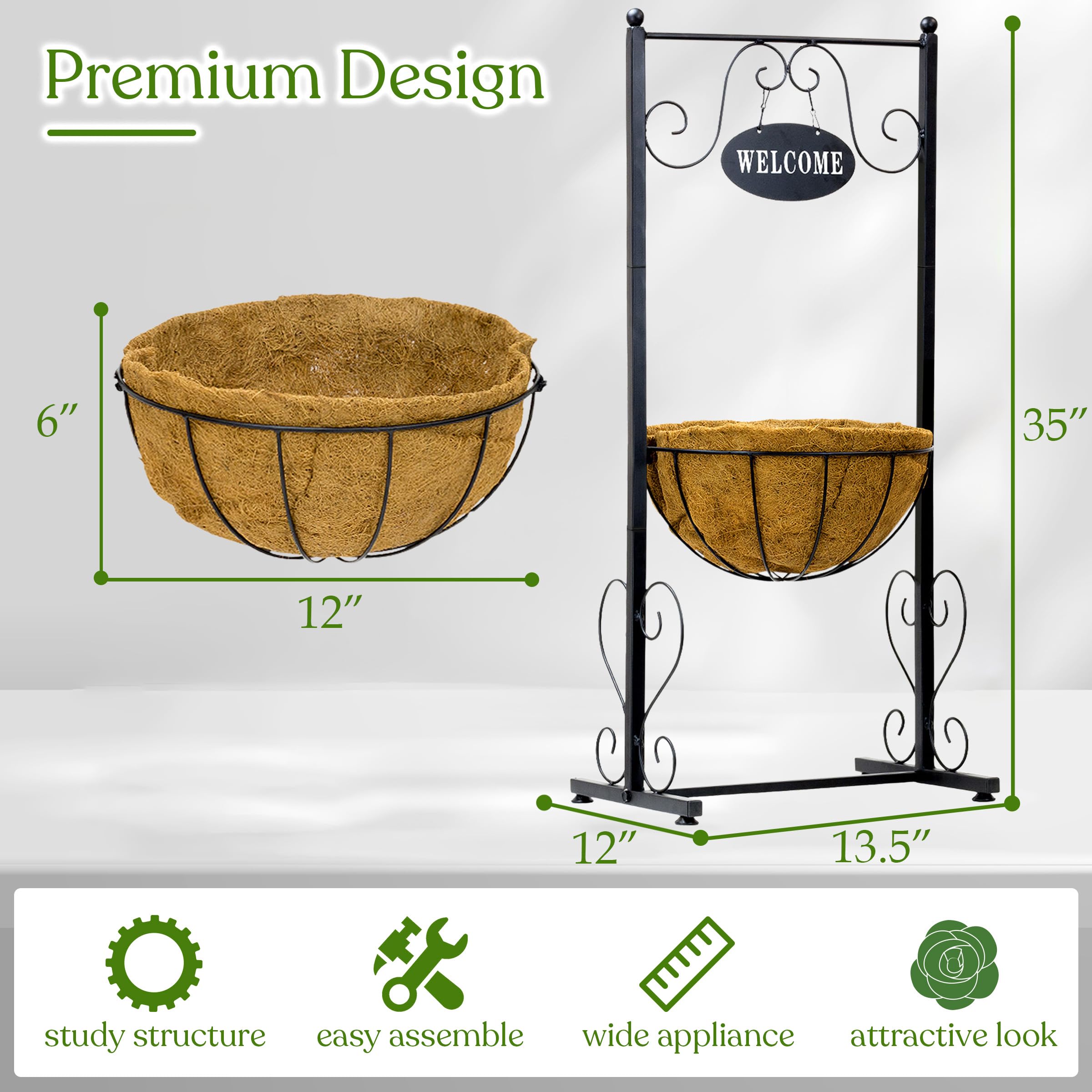 Sorbus side profile focusing on decorative scrollwork and durable powder-coated finish