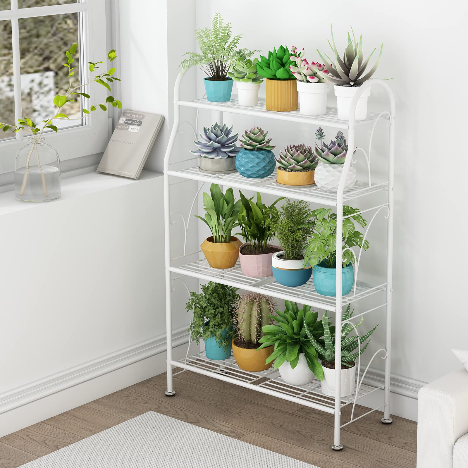 SORCEDAS shelf tier with plant showing sturdy display support