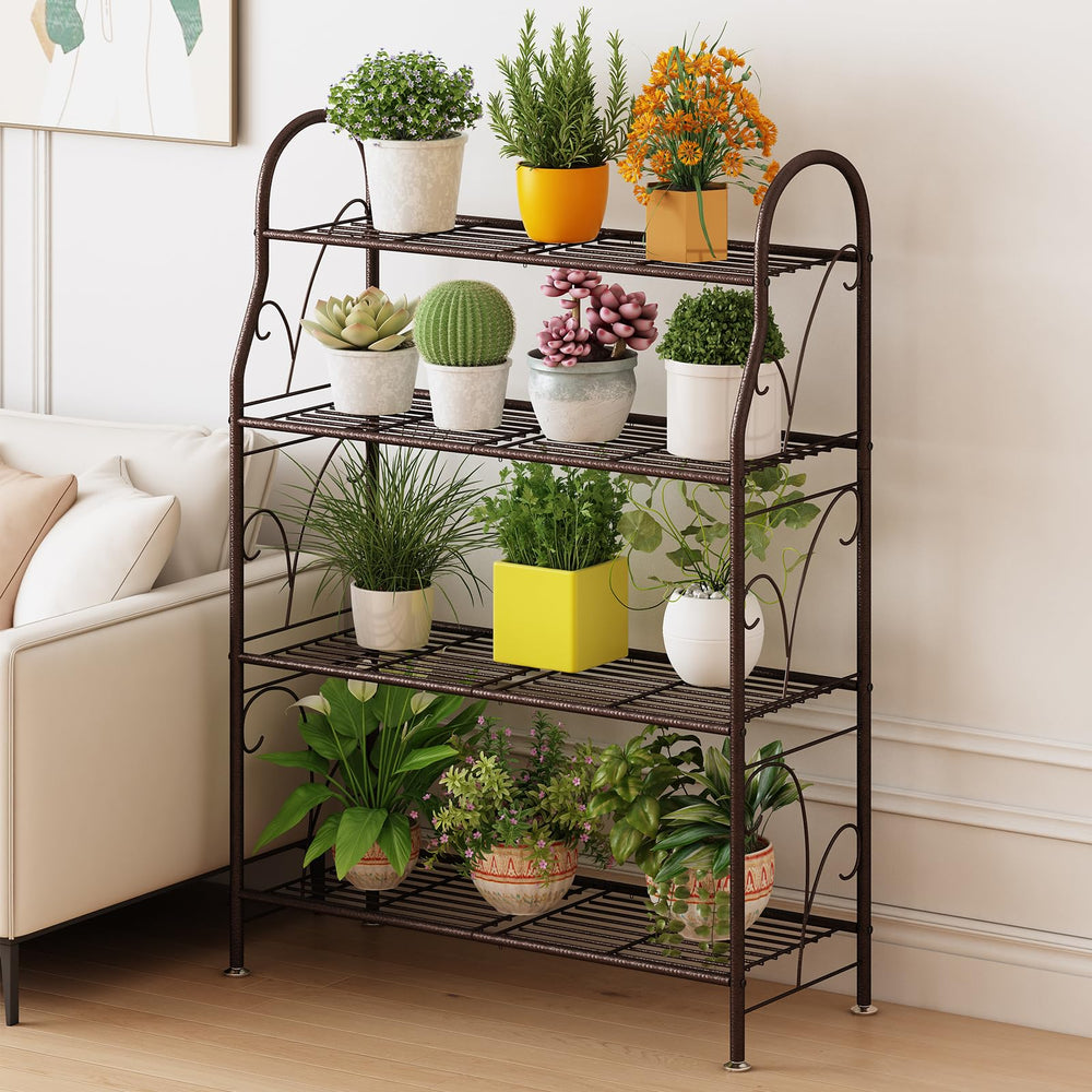SORCEDAS top shelf with potted plants demonstrating organized display benefit