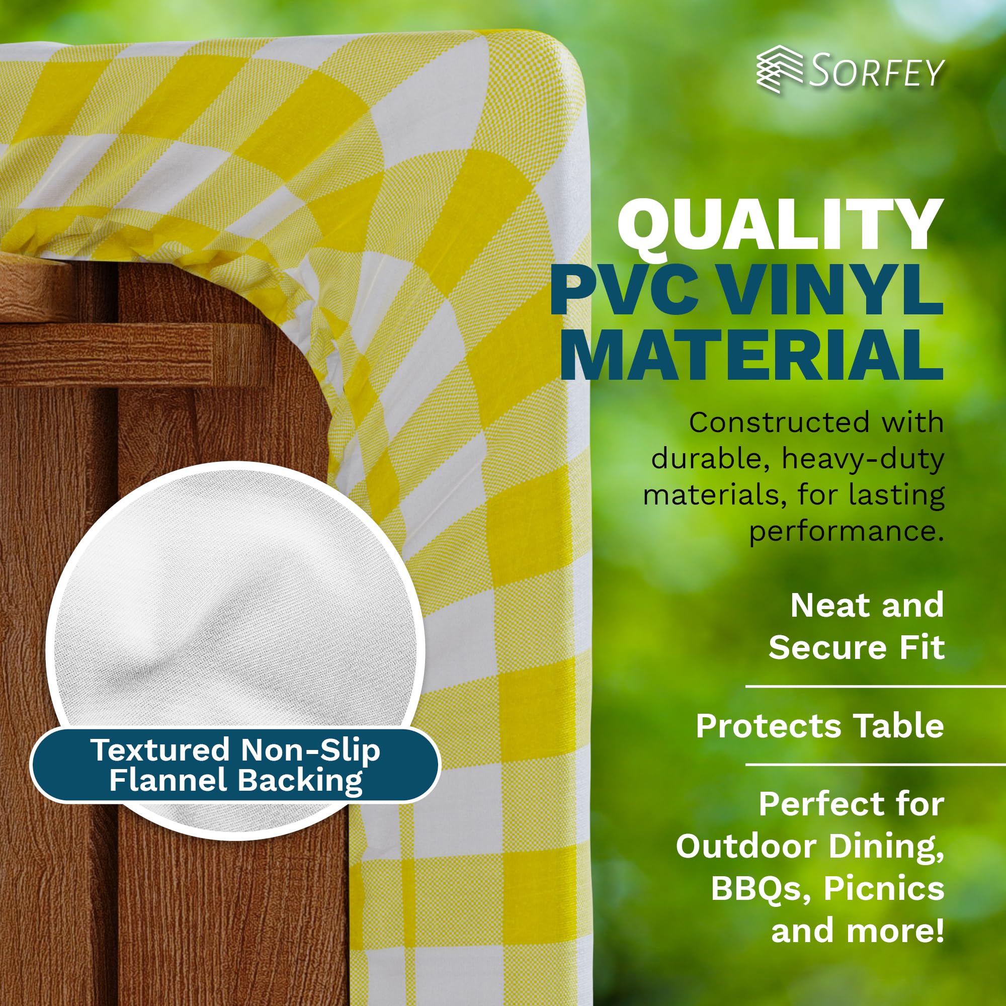 Sorfey tablecloth in use at a picnic showcasing durable coverage and tidy presentation for gatherings
