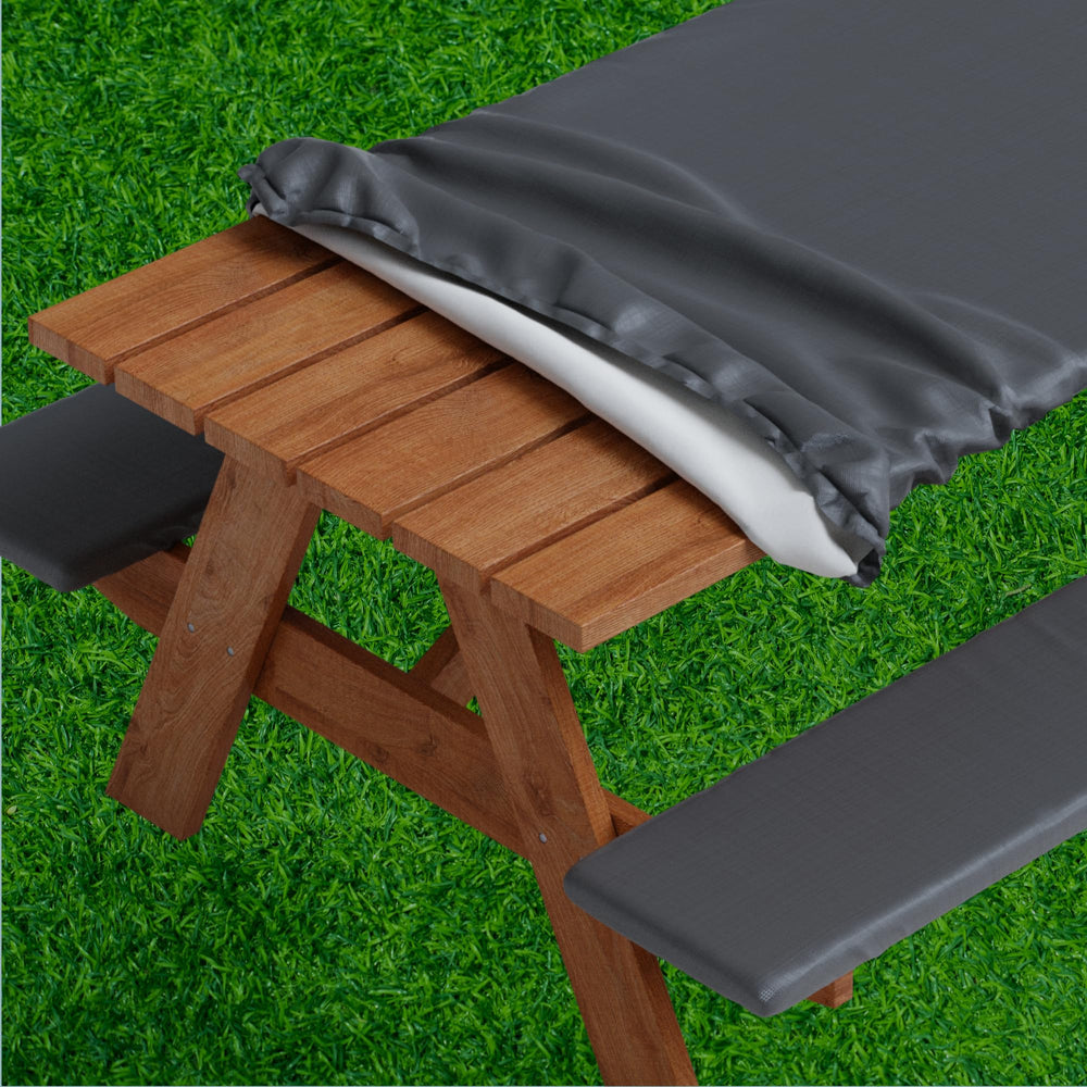 Sorfey front view of fitted table cover showing tidy fit and protection