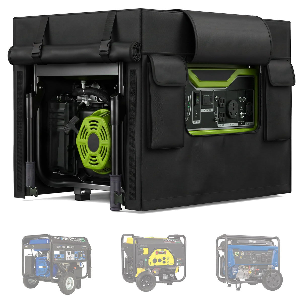 SORLANX cover front view protecting generator from weather and debris