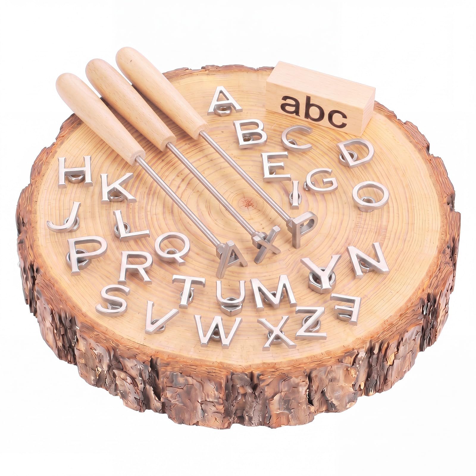 Sosation front packaging showing full 26-letter set and three handles for easy organization