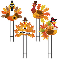 Sosation front view of all four turkey yard stakes creating welcome curb appeal