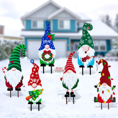 Sosation gnome front view showing festive colors and cheerful design benefit: instant holiday curb appeal