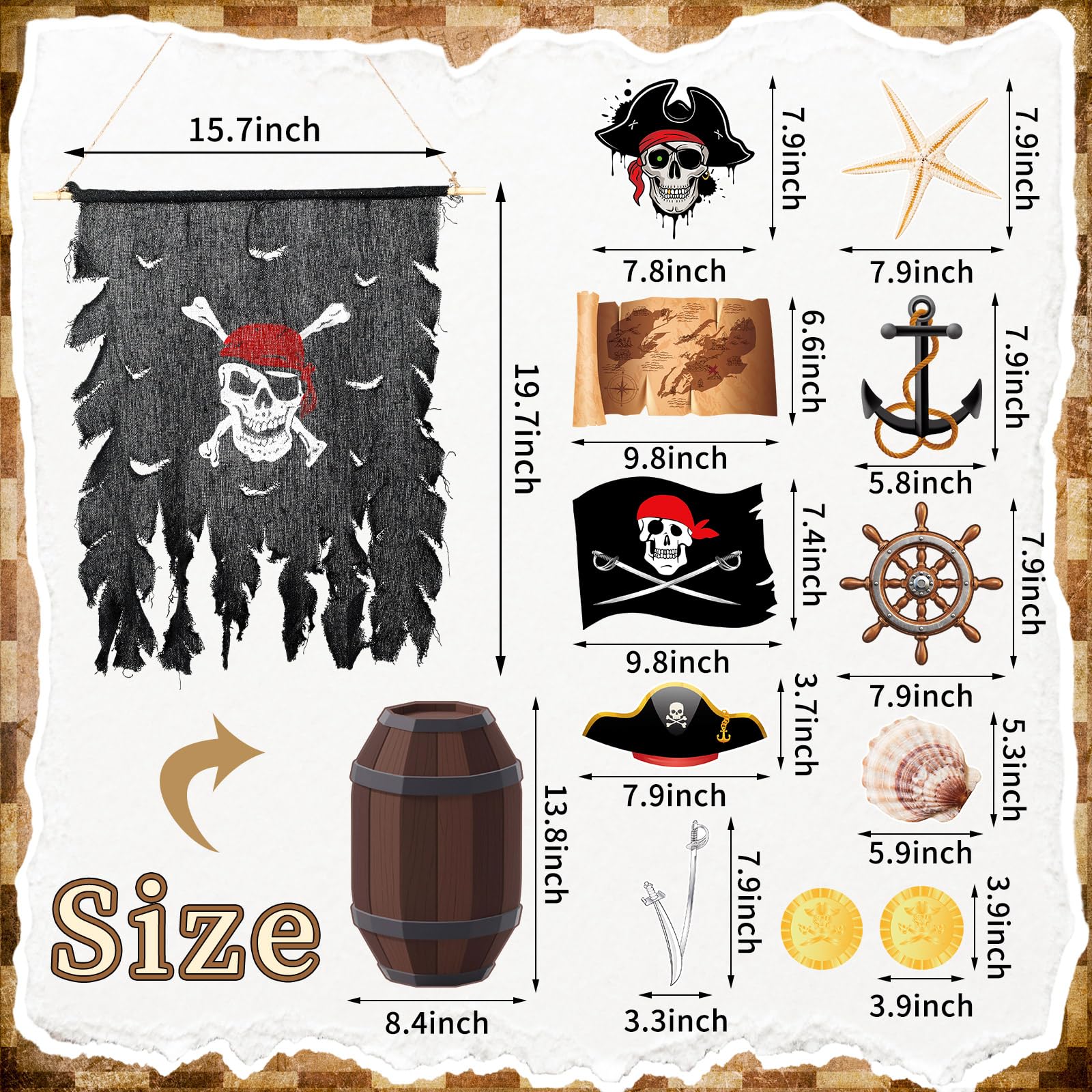 Sosation pirate flag close-up with crossbones graphic for clear themed focal point