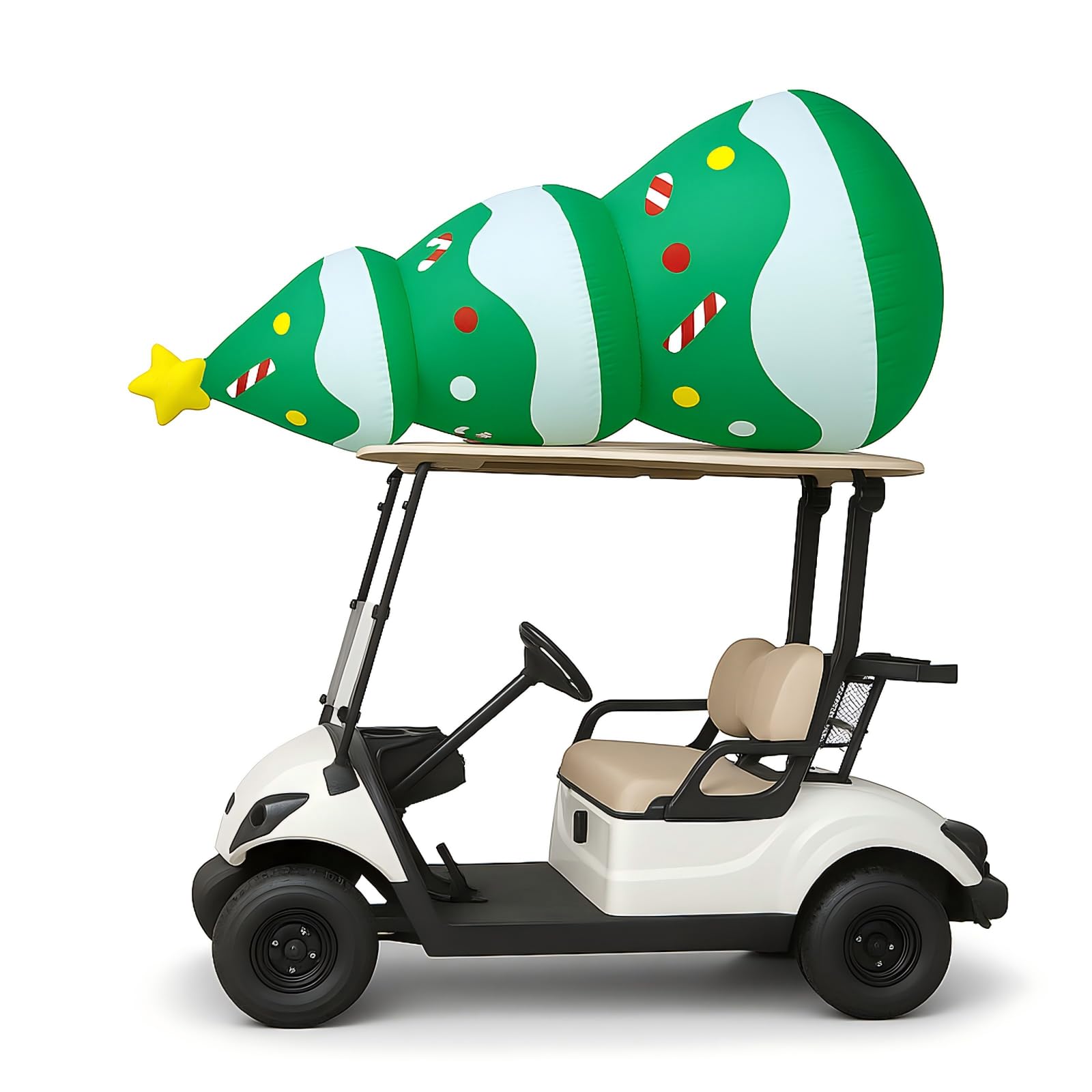 Sosation inflatable tree mounted on golf cart creates parade-ready look
