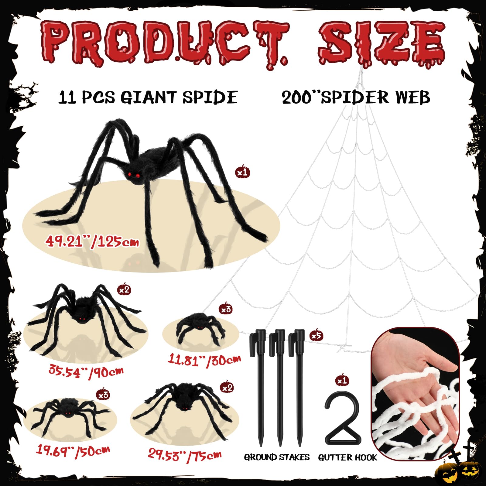 Sosation assortment of spiders laid out to show size range and display options