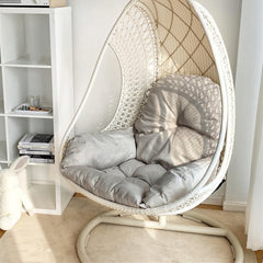 Sothuba front view cushion set on hanging egg chair, showing full coverage and comfort
