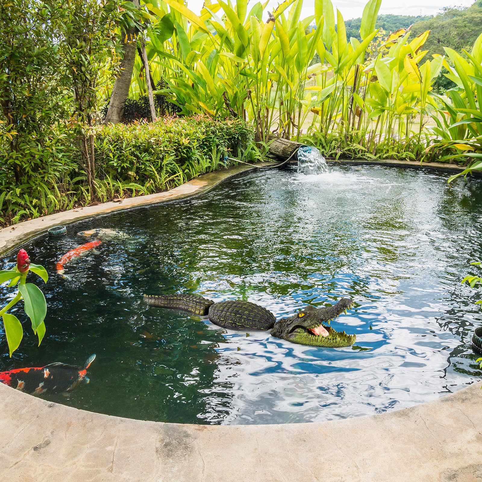 Sotiff decoy floating on pond showing protection of fish and landscape harmony