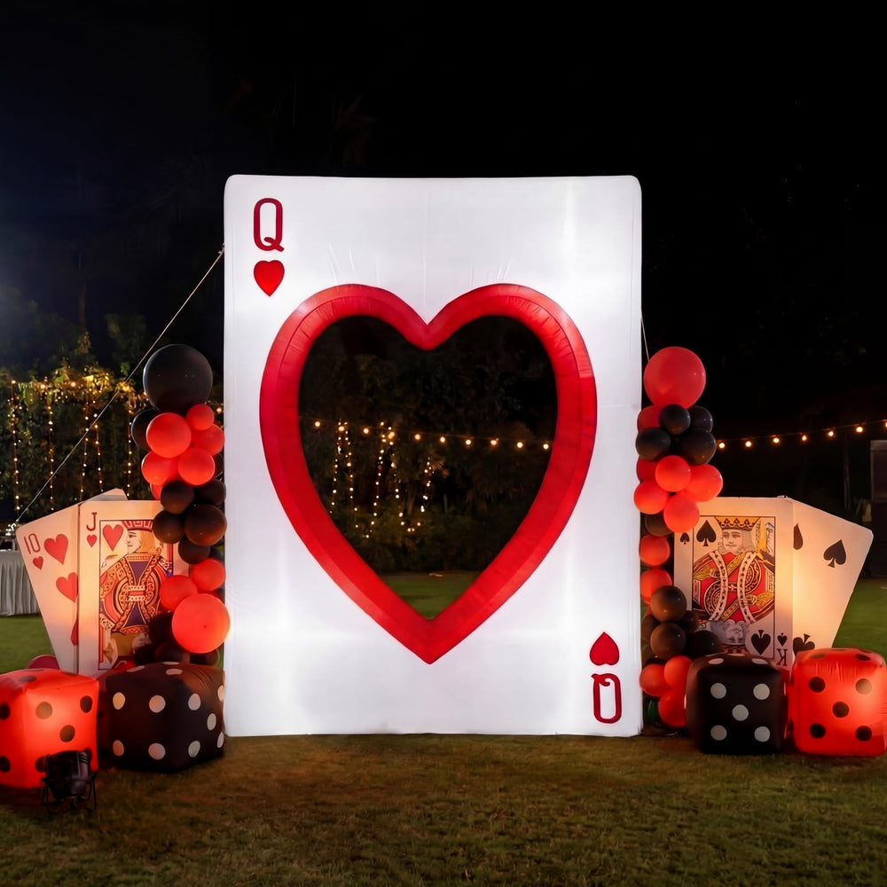 Sotiff front view inflatable heart card showing bold red design and instant impact