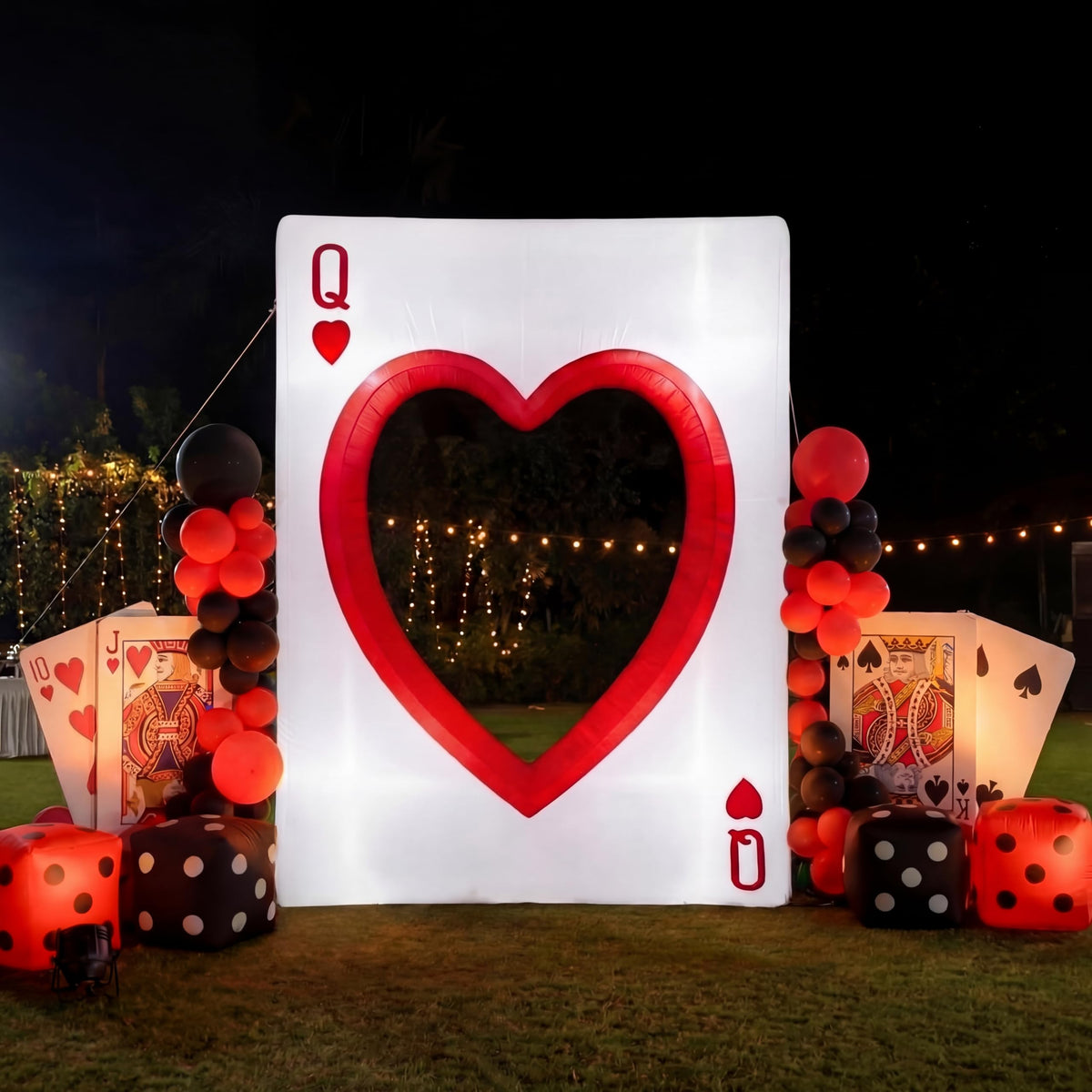 Sotiff front view inflatable heart card showing bold red design and instant impact