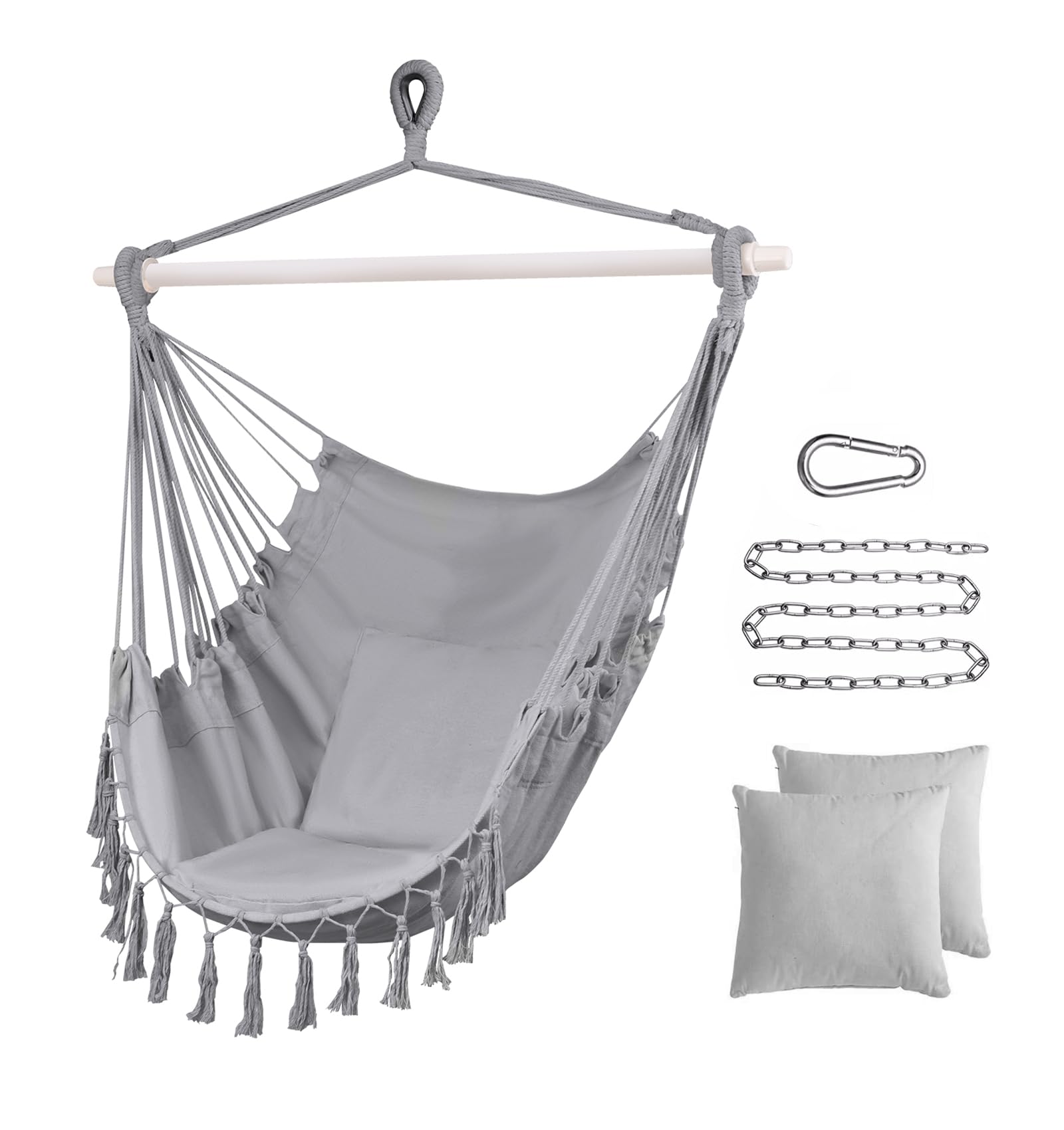 SOTSWOR front view grey hammock chair showing comfortable seating benefit