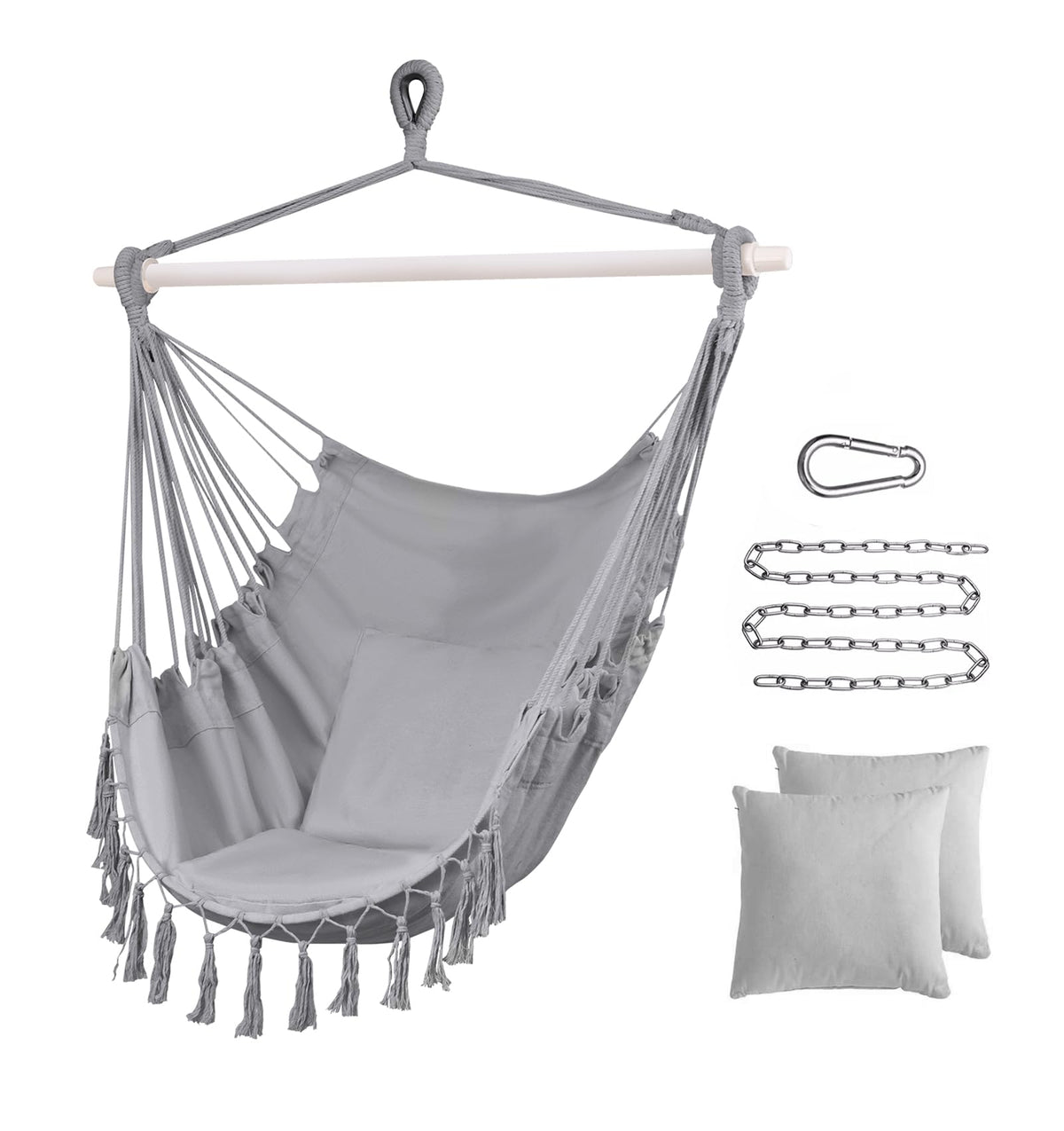 SOTSWOR front view grey hammock chair showing comfortable seating benefit