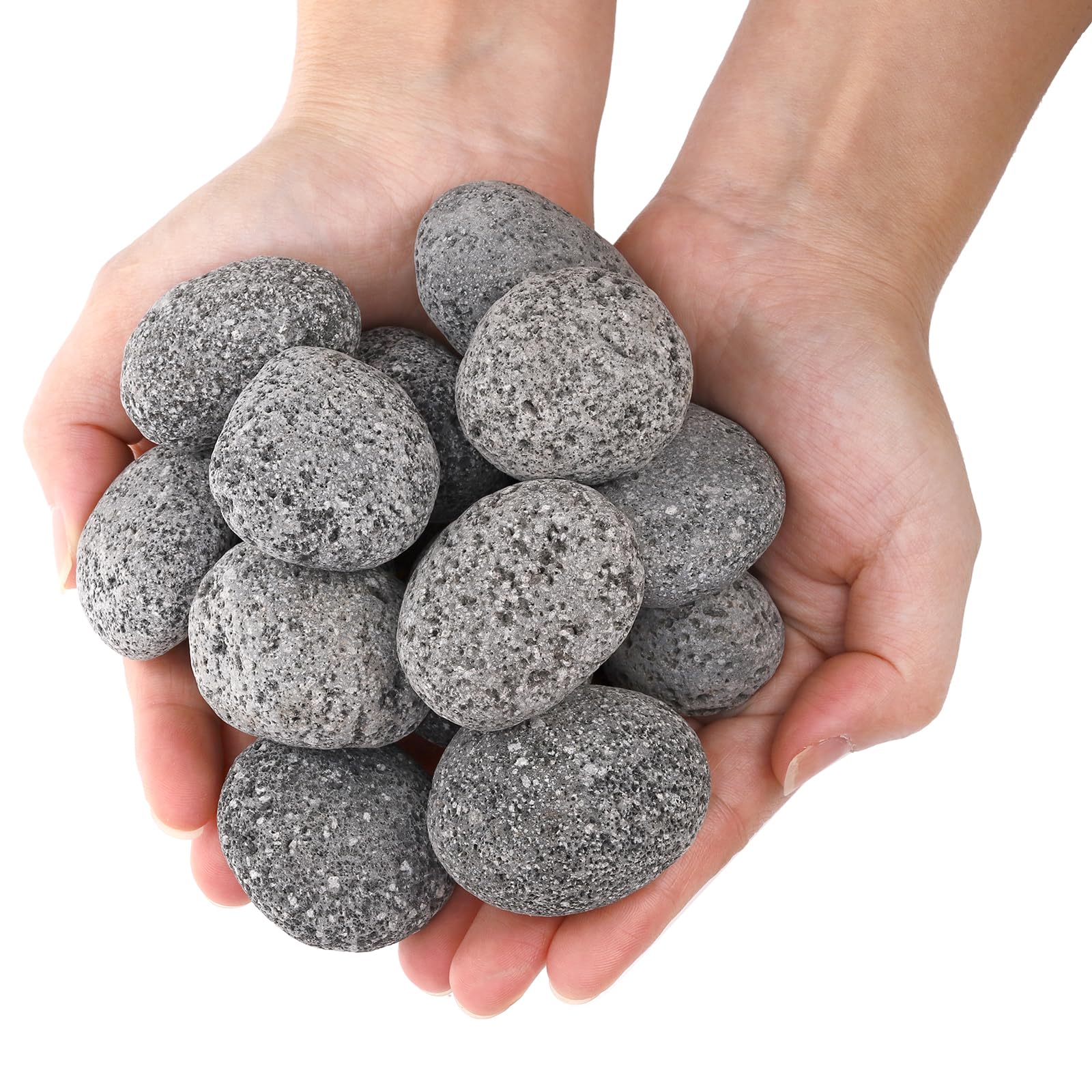 SOUJOY lava rocks arranged in a fire pit demonstrating even flame dispersion benefit