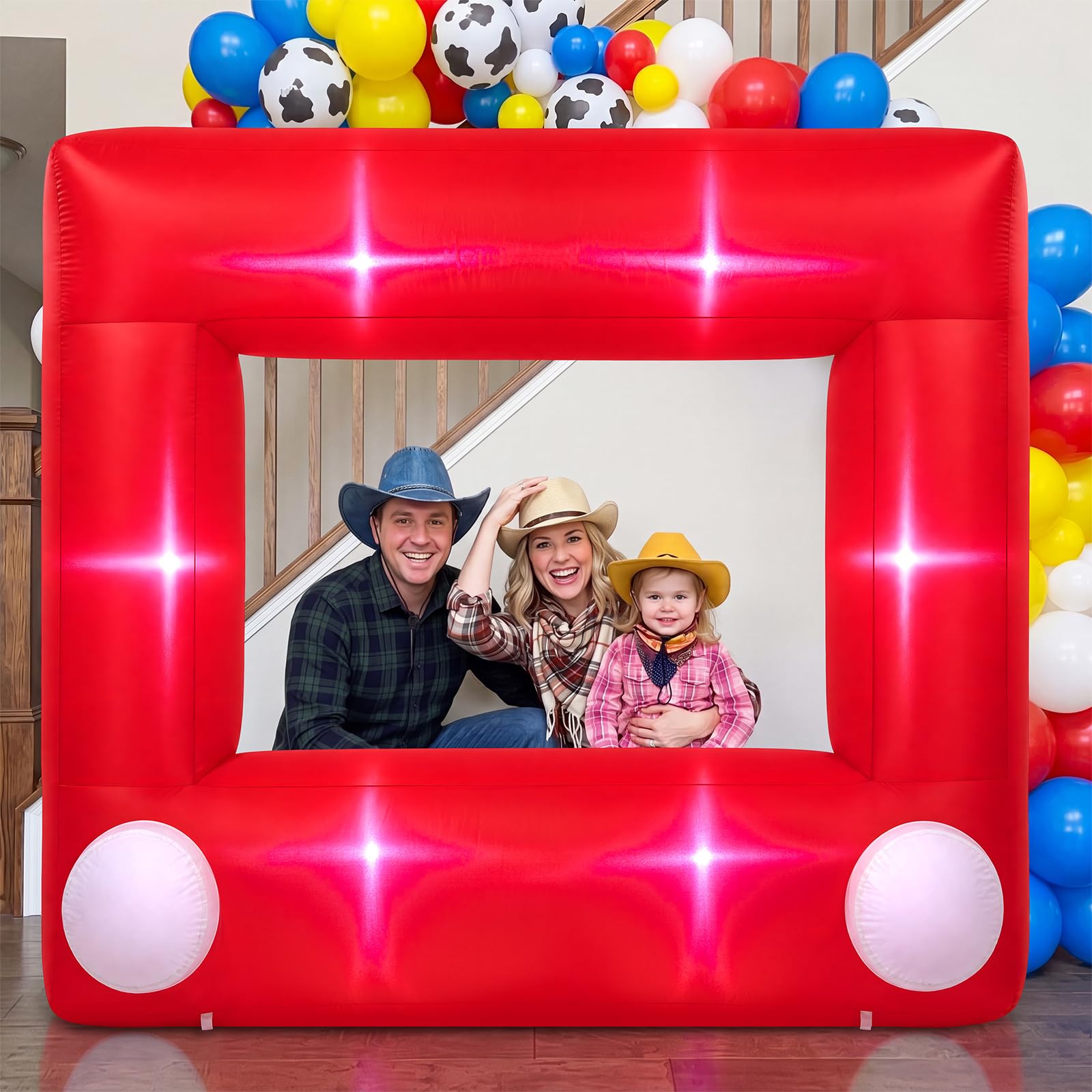 Soulchen front view of inflated red frame highlighting instant party focal point