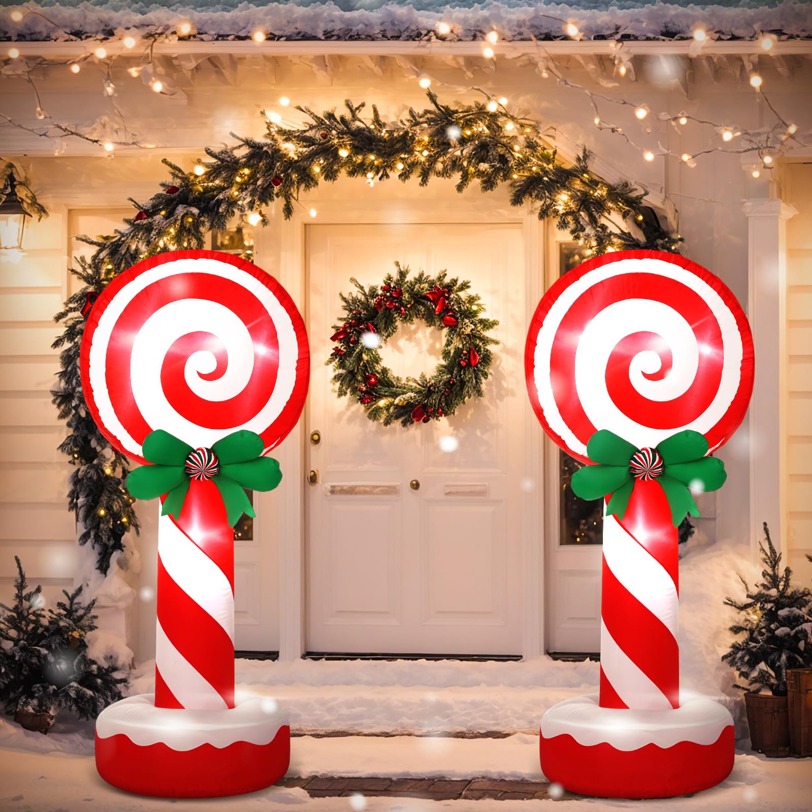 Soulchen front view of two candy inflatables showing festive curb appeal