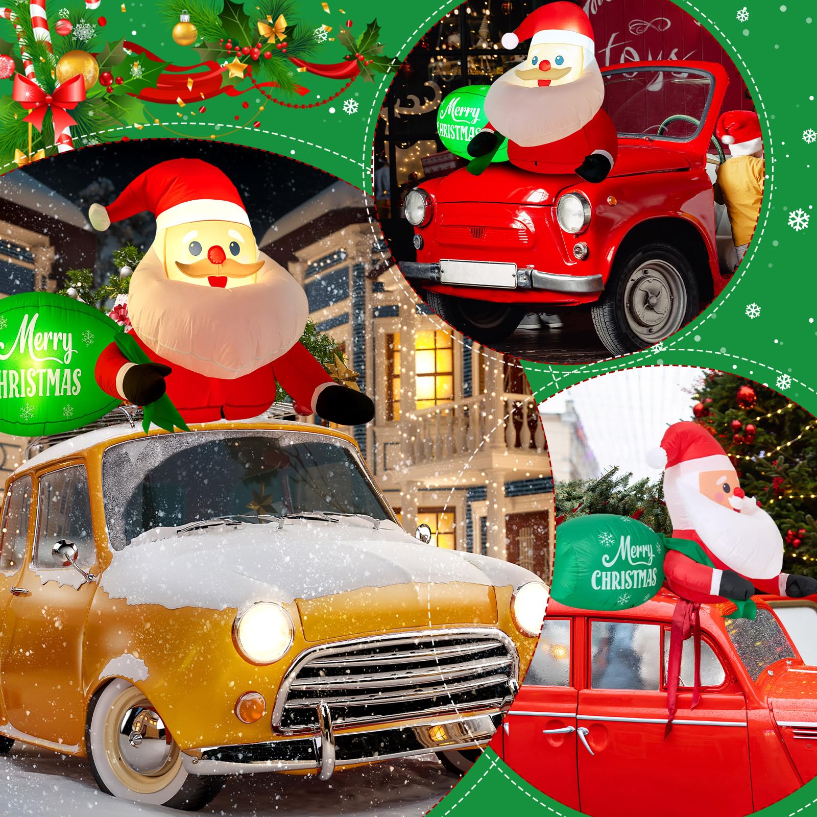 Soulchen Santa on parade car showcasing festive neighborhood attraction