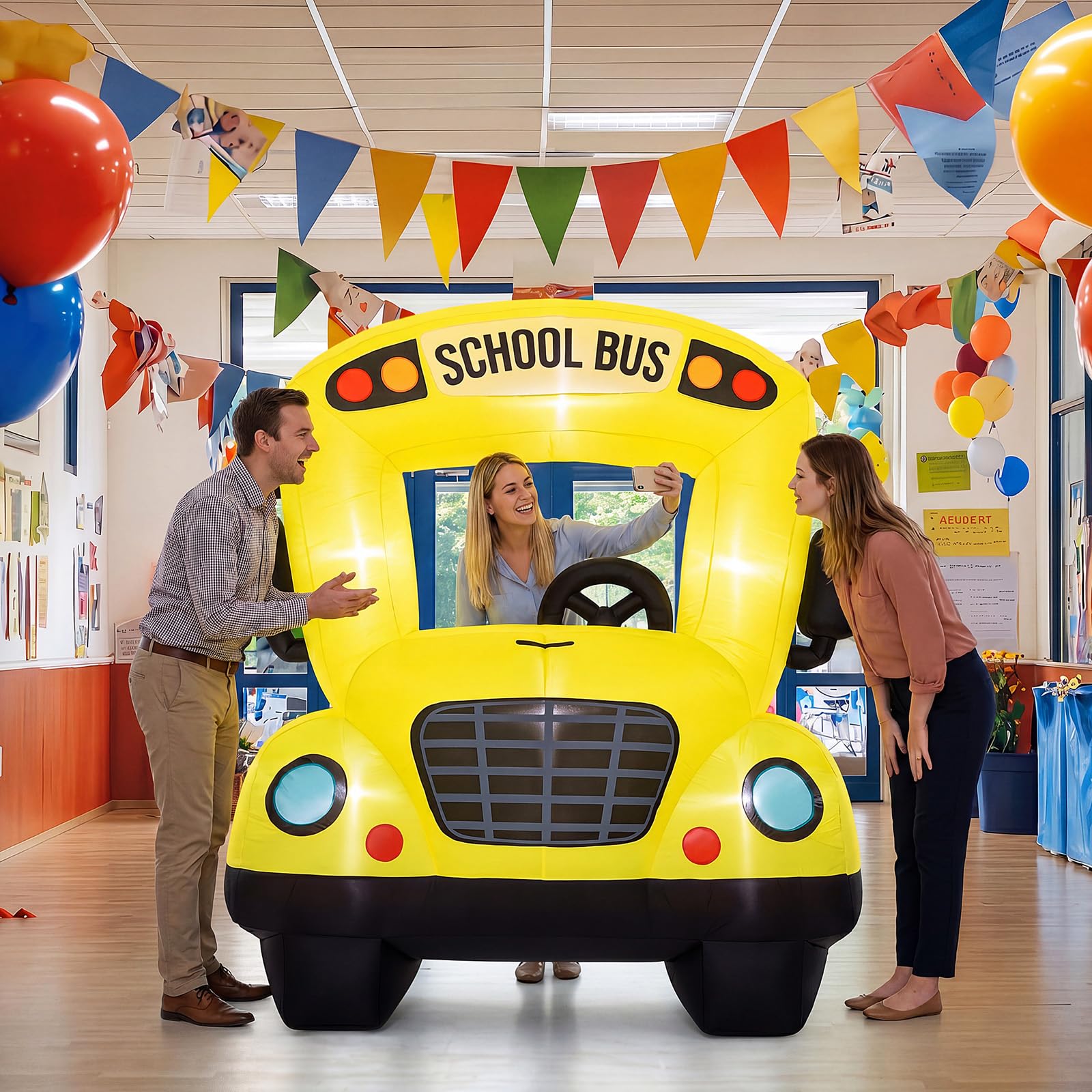 Soulchen bus with blower attached demonstrating quick automatic inflation setup