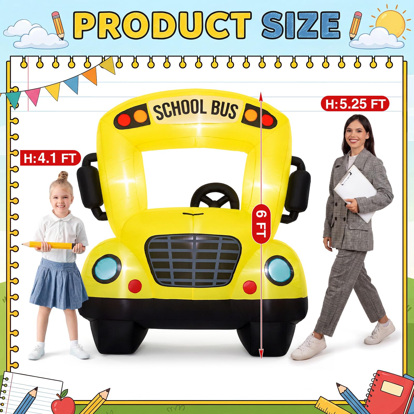 Soulchen school bus side profile highlighting accurate bus graphics and durable fabric