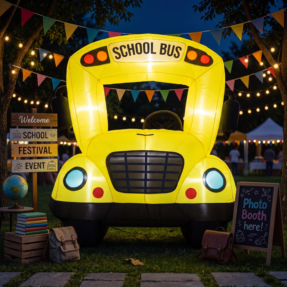 Soulchen bus next to adult and child showing 6x5 ft scale for photo props