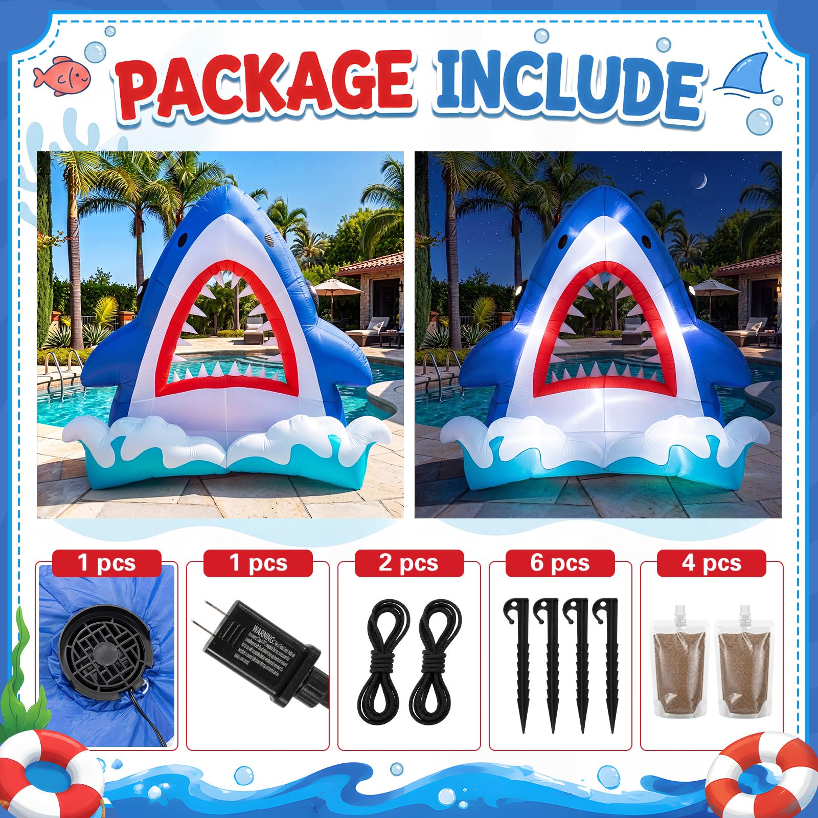 Soulchen shark lit at night with LEDs creating vibrant party atmosphere