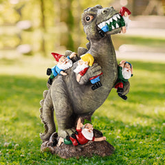 SOWSUN dinosaur gnome front view showing cheerful color and curb appeal
