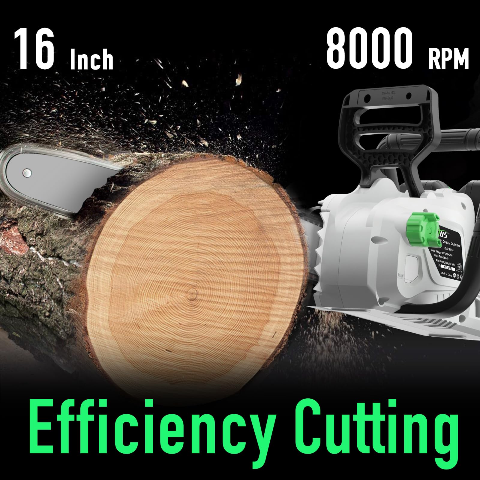 SOYUS chainsaw side profile highlighting brushless motor for quieter operation