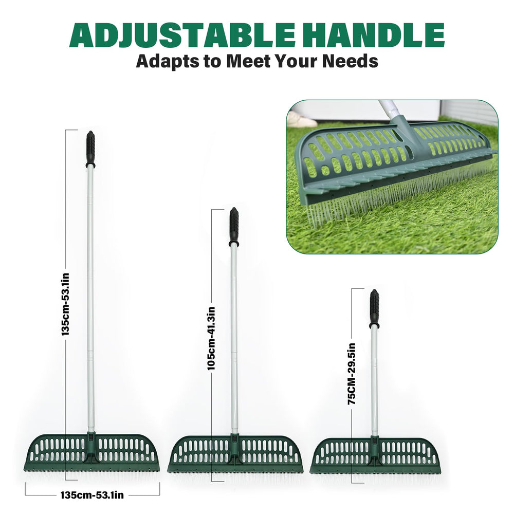 SOYUS close-up fine tines removing pet hair for cleaner turf benefit